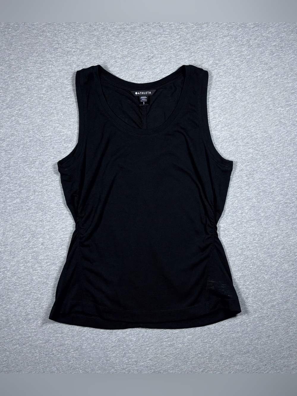 Athleta Tank Top Ruched Sides Black Women’s Size Small Workout Gym Loungewear